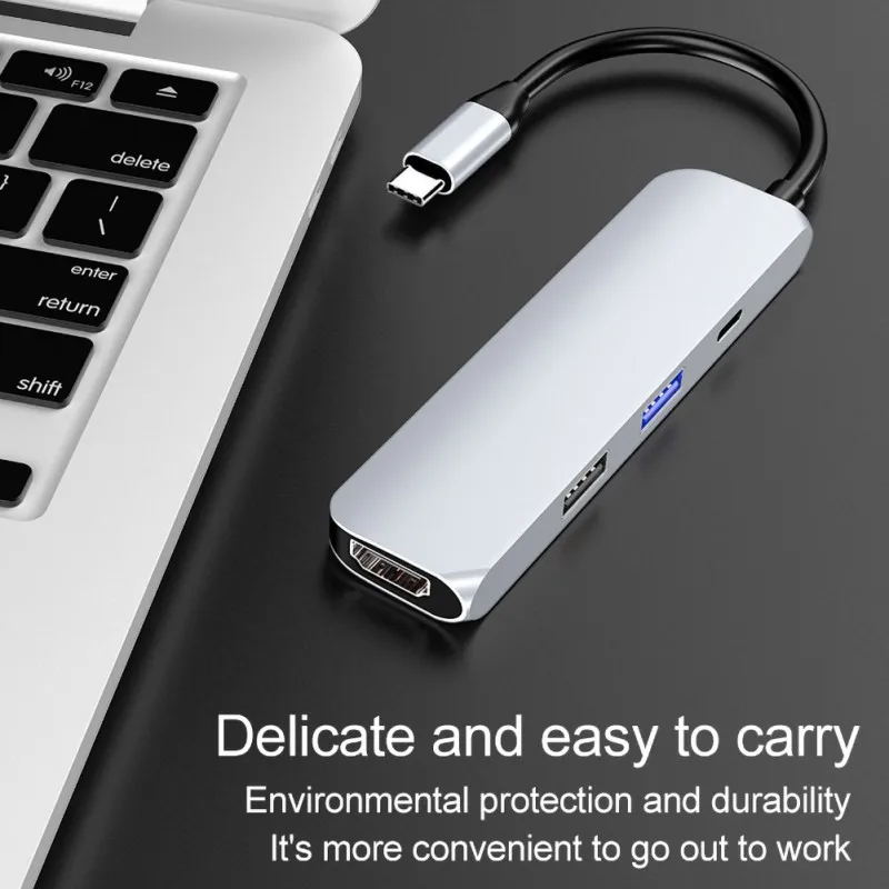 4 в 1 type C концентратор USB 3,0 5 Гбит/с 4K HD Прозрачный HDMI PD адаптер для быстрой зарядки