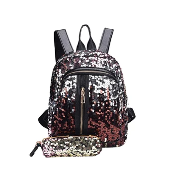 

Shiny Women'S Sequin Backpack Travel Large Capacity Handbag Portable Party Mini Bag Backpack