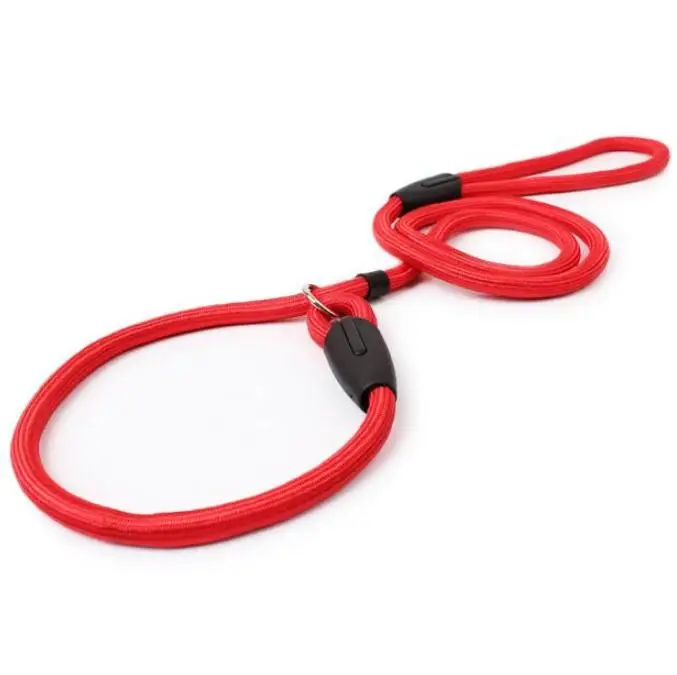 100pcs/lot Nylon Rope Dog whisperer Slip Training Leash Lead and Collar Red Blue Black Colors