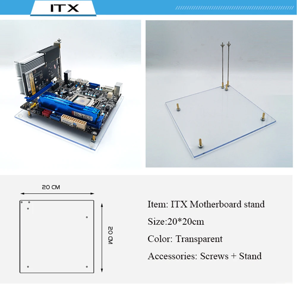 Mini Custodia Itx Da Tavolo Per Pc Aperta Fai-Da-Te Supporto Per Base Per Computer Itx In Acrilico Trasparente Per Telaio Per Telaio Per Computer