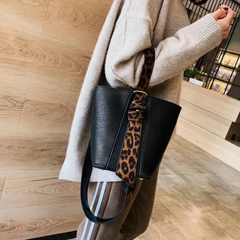 

Large Capacity Buckets Bag Designer Shoulder Crossbody Bag Vintage Leopard Women Handbags Luxury Pu Leather Lady Totes Purse Set