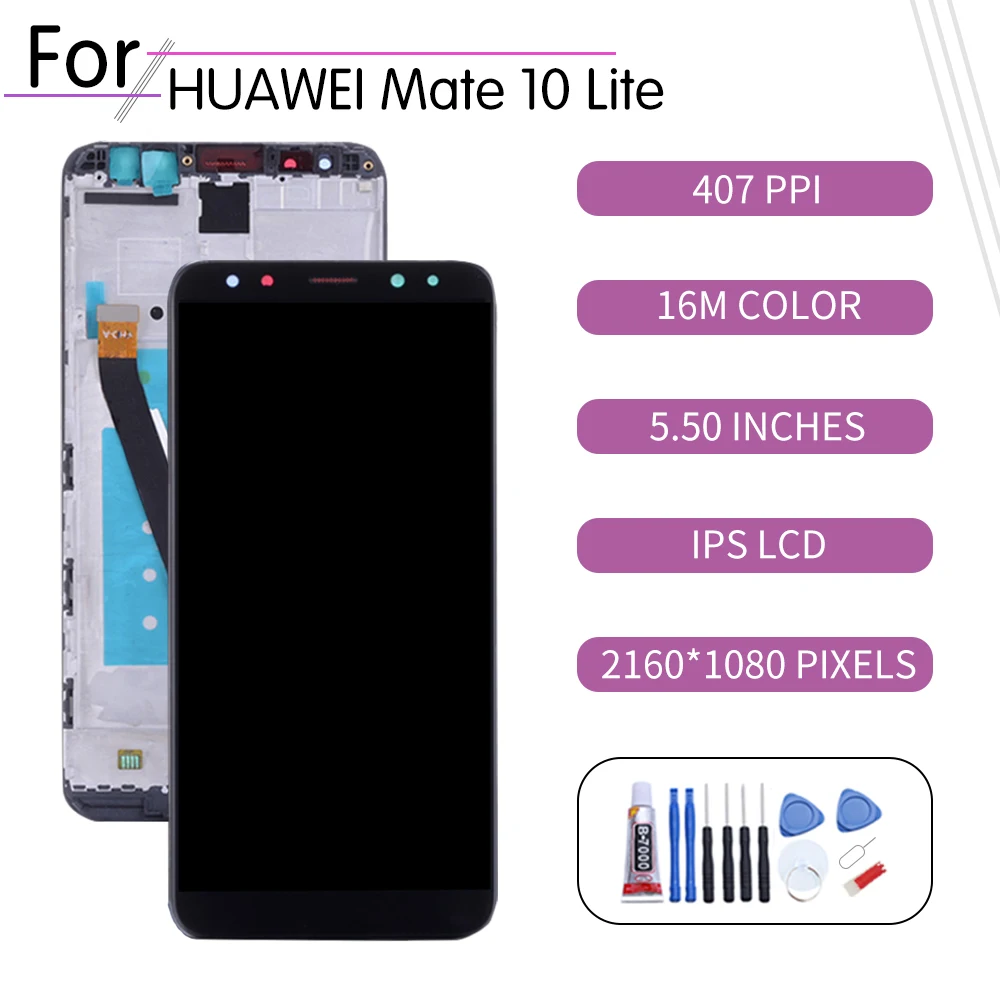 5.9&quotScreen For Huawei Mate10 Lite LCD Touch Screen Digitizer Display with Frame Replacement RNE-AL00 L01 | Мобильные телефоны и