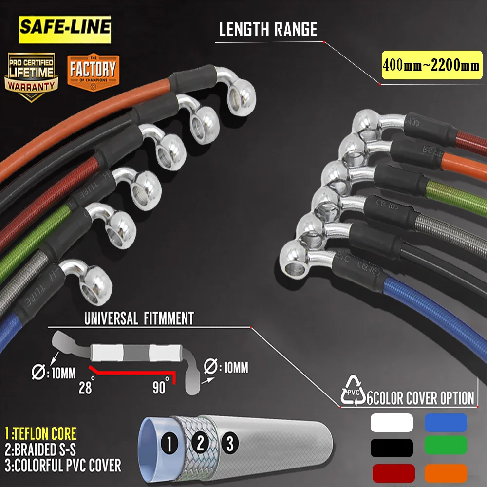 Тормозной шланг для мотоцикла плетеный стальной гидравлический усиленный