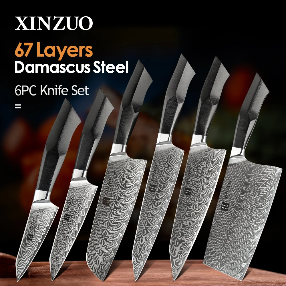 XINZUO 3PCS Pro Kitchen Knife Sets Japanese forged Damascus Steel