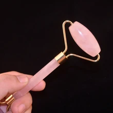 1 шт. Розовый кристаллический камень нефритовый ролик Набор Массаж подтяжка лица роликовый лицевой массажер для похудения натуральный кварцевый камень инструмент для массажа шеи