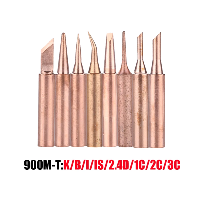 8 шт./лот бессвинцовый наконечник паяльника 900M-T-K/I/IS/B/1C/2C/3C/2.4D пайка из чистой меди для Hakko 936 BGA сварочный инструмент
