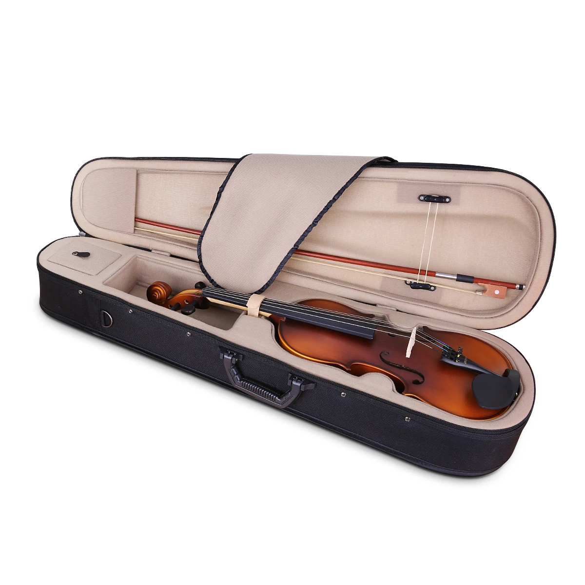 ammoon Matte Acoustic 4/4 Violin Fiddle White Pine Topboard Maple Backboard Sideboard Mahogany Bow with Carry Case