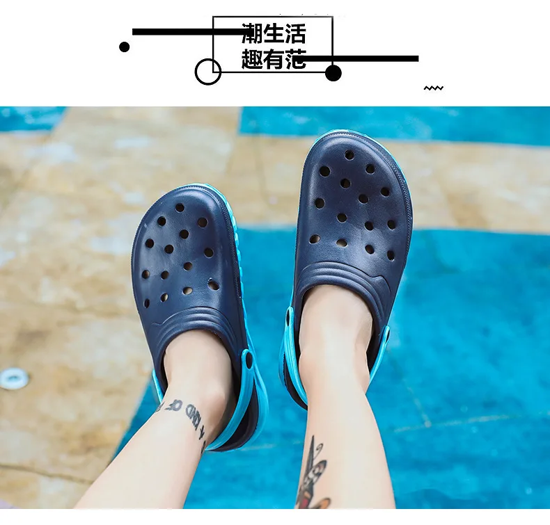 Summer New Style MEN'S Sandals Closed-toe Hollow out Large Size Beach Porous Shoes Thick Bottomed Anti-slip Outdoor Sandals