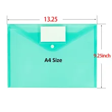 25 упаковок пластиковая прозрачная папка для документов с карманом на этикетке/застежка на кнопке, размер А4, пять конвертов для школы домашнего офиса