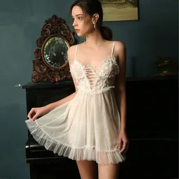 

Sexy Women's Summer Nightshirt Night Dress Sleepwear Nightwear Lace Womens Lingerie Nightgown Nighty Up Halter Erotic Sling