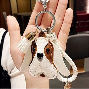 

2020 New Fashion Cartoon Anime Keychain Cute Animal Model PU Leather Keychain Girl Bag Boutique Decoration