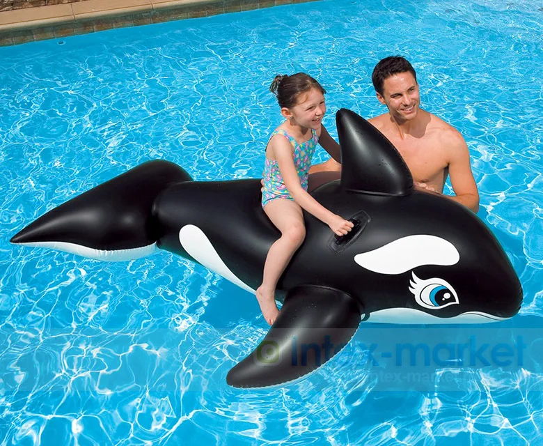 Genuine Original INTEX Black Whale Mount Water Toys Inflatable Animal Riding 58561