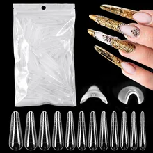Cobertura completa 120 unidades/pacote sistema duplo formas de unhas poli uv gel extensão do dedo manicure artificial ferramentas molde