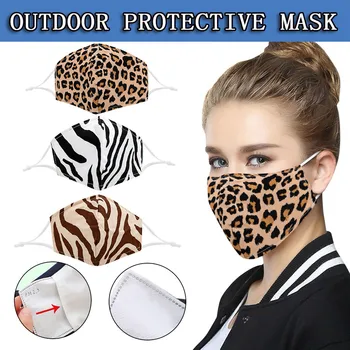 

3pcs Scarf Cotton Fashion Facemask Adult Leopard Print Dust Ultraviolet Breathable Respirator Face Maskswashable Reusable Maske
