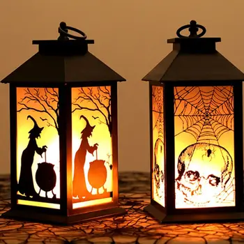 

Halloween Decoration Vintage Witch Skull LED Wind Light Flame Lamp Lantern Props H55A