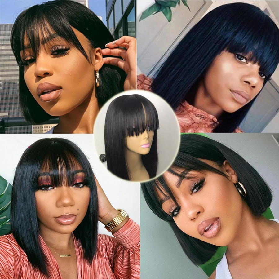 Fabwigs Bang Transparent Lace Wig BOB 13x6 Lace Front Wigs with Bangs Short Human Hair Wigs Pre Plucked Skin Melt Lace Front Wig 5 Fabwigs Bang Transparent Lace Wig BOB 13x6 Lace Front Wigs with Bangs Short Human Hair Wigs Pre Plucked Skin Melt Lace Front Wig 5
