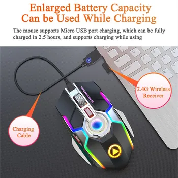 

Gaming Mouse for PC Gamer Wireless Mouse Silent LED Backlit Mice USB Optical Ergonomic PC Mouse for Laptop Computer