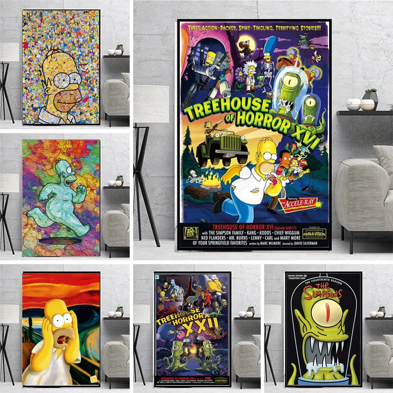 Modern Simpson Cartoon Canvas Painting Poster E Stampe Wall Art Pictures For Living Room Home Decor Cuadros No Frame