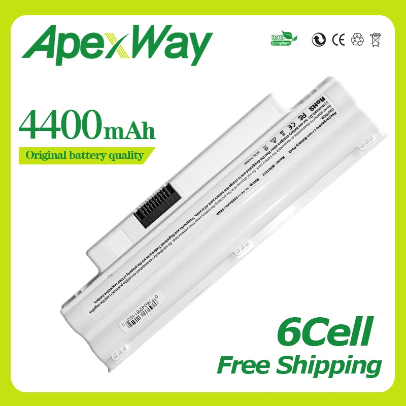 Apexway белый 6 ячеек 4400 мАч Аккумулятор для ноутбука DELL Inspiron 3K4T8 854TJ 8PY7N CMP3D G9PX2 Mini 1012 1018