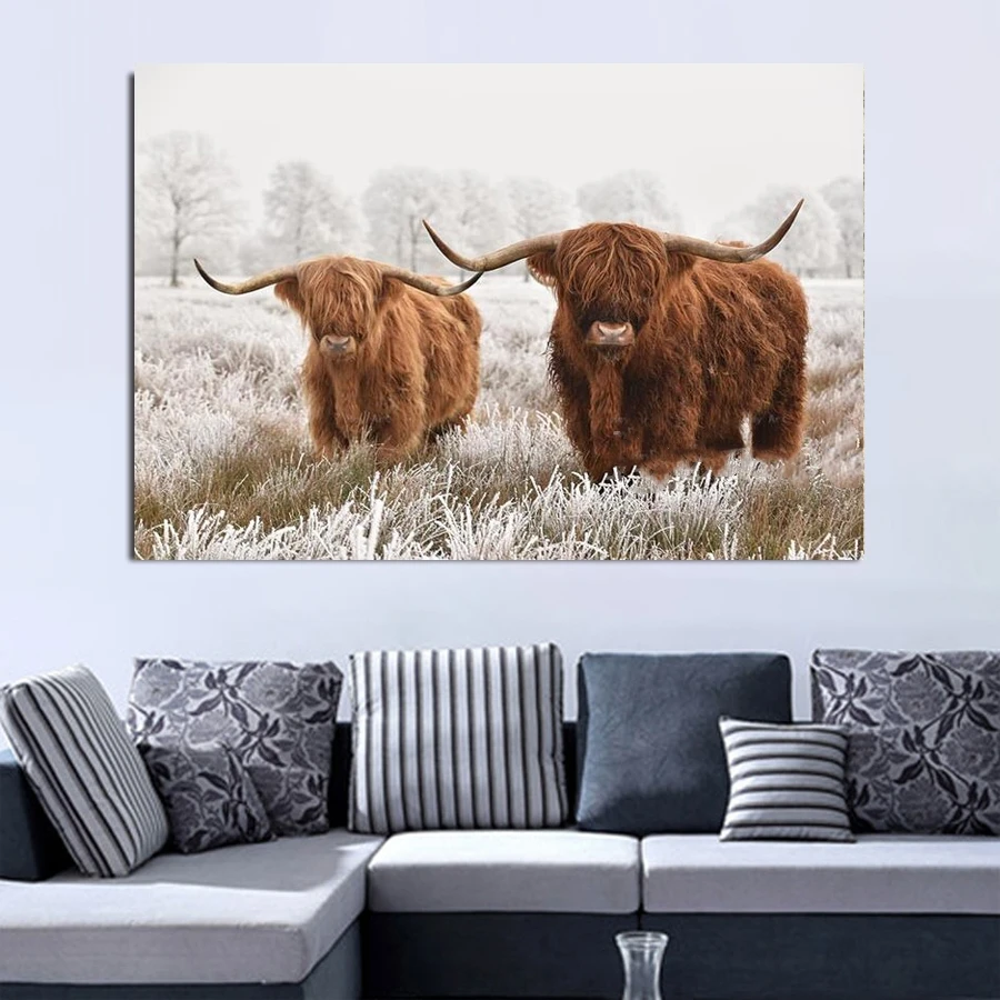 

5D DIY Diamond Painting Highland Cow Full Square round Rhinestone Drill Embroidery Mosaic cattle black white art Home Decoration