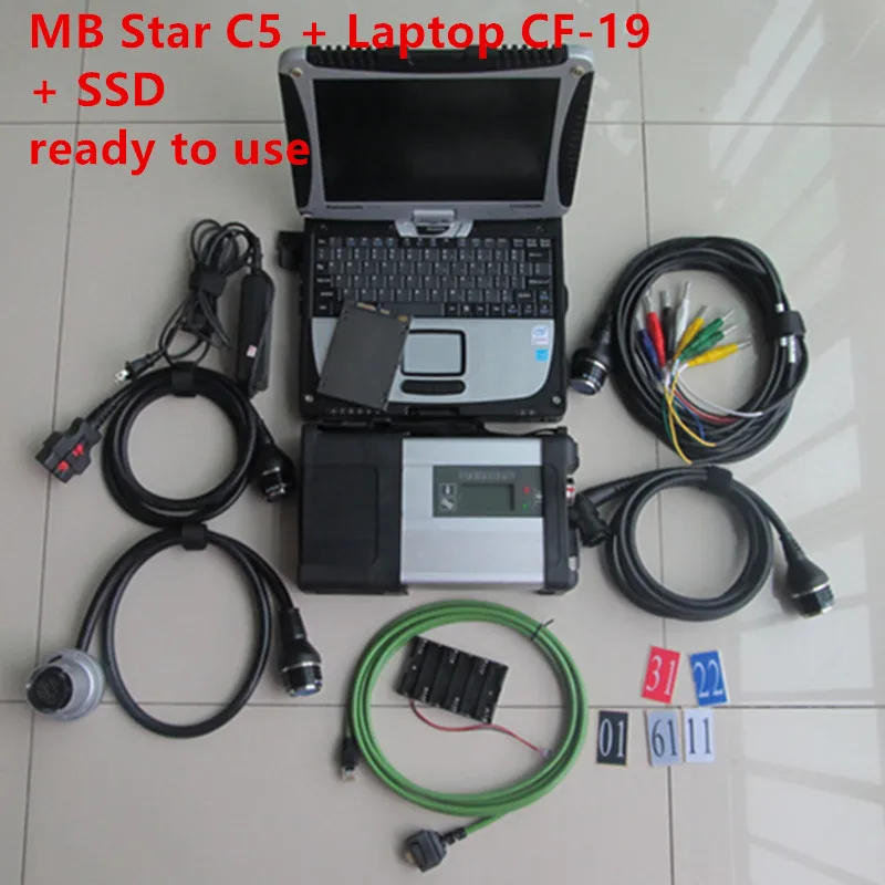 MB Star C5 SD Подключение C5 с новейшим программным обеспечением,07 диагностический инструмент mb star c5 vediam/X/DSA/DTS с ноутбуком CF19