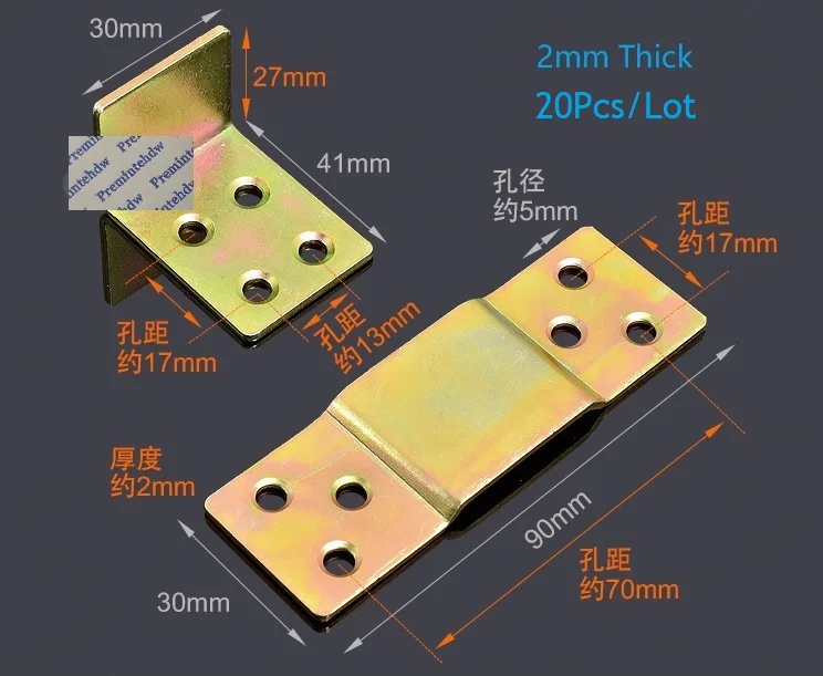 Slat L 20Pcs 1 компл., не врезной поверхностный монтаж, рама для кровати, рельсовые кронштейны, фитинги, соединители, крепежные элементы, защелкивающиеся Стопорные вешалки, тяжелая Европейская планка - Цвет: Slat L 20Pcs