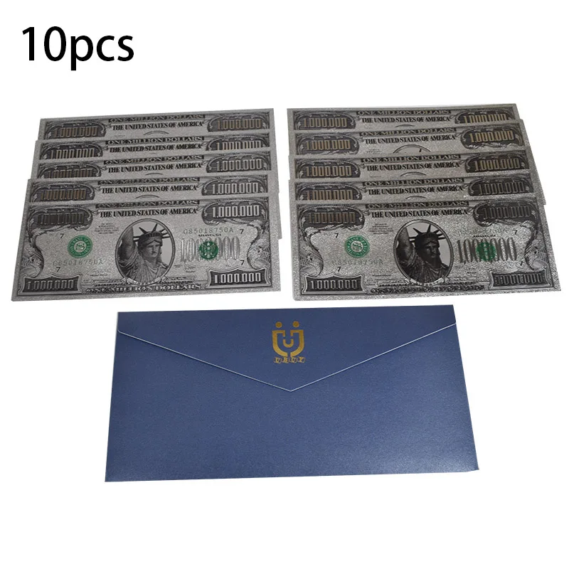 10 шт./лот серебро Фольга один миллион долларовая банкнота односторонняя цветная печать Статуя Свободы коллекция банкнот