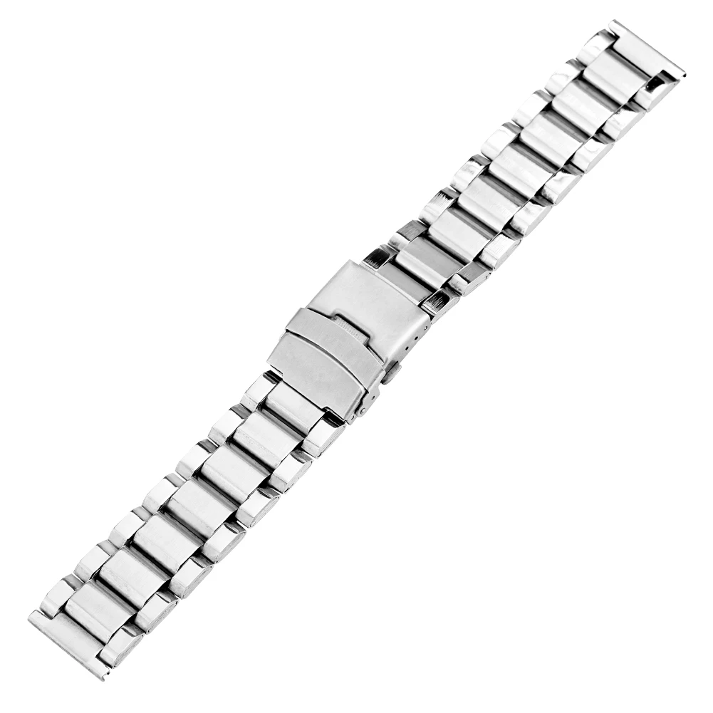 

22mm correa Watch Strap Exquisite Silver Folding Clasp with Safety Wristwatch Band Durable Watches Bracelet pasek do zegarka