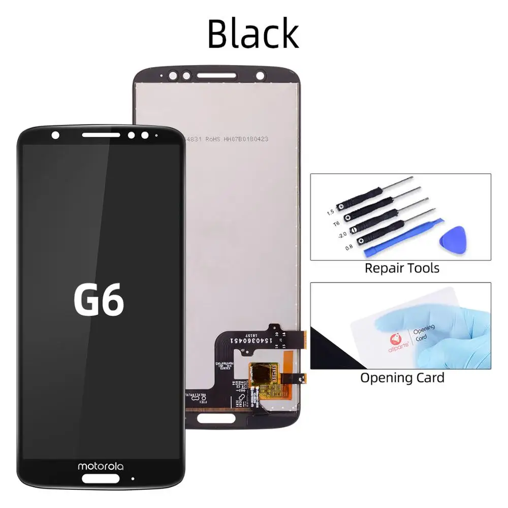 Дисплей для Motorola Moto G6 Play в сборе с тачскрином на рамке 5.7 inch XT1922 XT1922-4 - Цвет: G6 Black