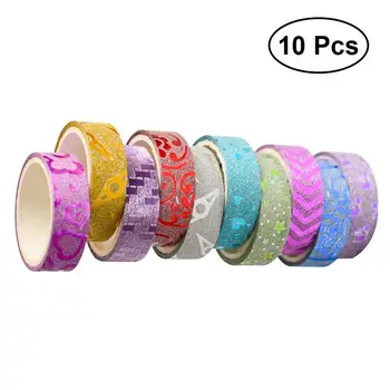 

10 Pcs Tapes Glitter Multiple Patterns Colorful Sticker Decorative Tape Diy Tape for Gift Wrapping Calendar Party