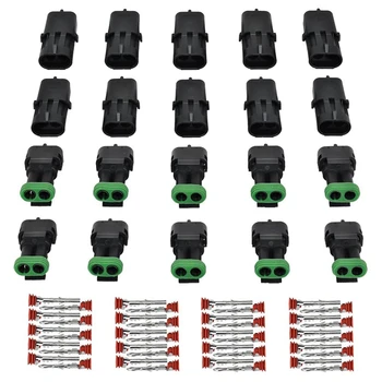 

10 Kit 2 Pin Way Waterproof Electrical Connector Series Terminals Quick Locking Wire Harness Sockets