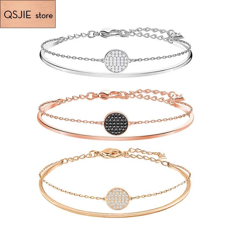 

QSJIE High Quality SWA New Crystal Two-in-One Bracelet for Valentine's Day Gift Ladies Bracelet Glamorous fashion jewelry
