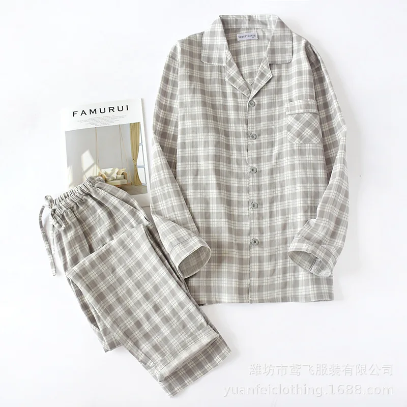 Spring Men and Women Long Sleeves Pajamas Plaid Leisure Long Shirt Nightwear Cotton Plus Size Sleep Set Matching Couples Pyjamas Spring Men and Women Long Sleeves Pajamas Plaid Leisure Long Shirt Nightwear Cotton Plus Size Sleep Set Matching Couples Pyjamas
