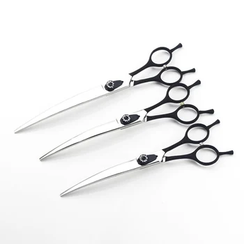 

7" 7.5" 8" Professional High grade curved scissors sliver pet dog big animal grooming scissors hair cut curved scissors clipper