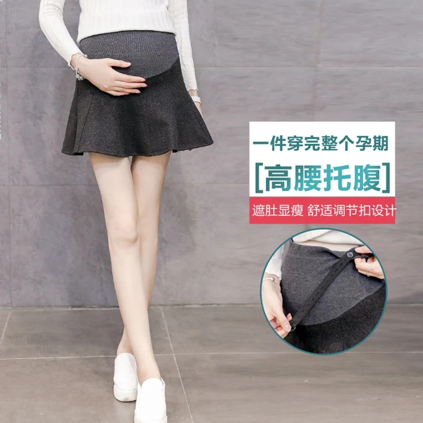 Pregnant women's skirts wear Hundreds of stomach lifts in autumn and winter. Pleated skirts during pregnancy