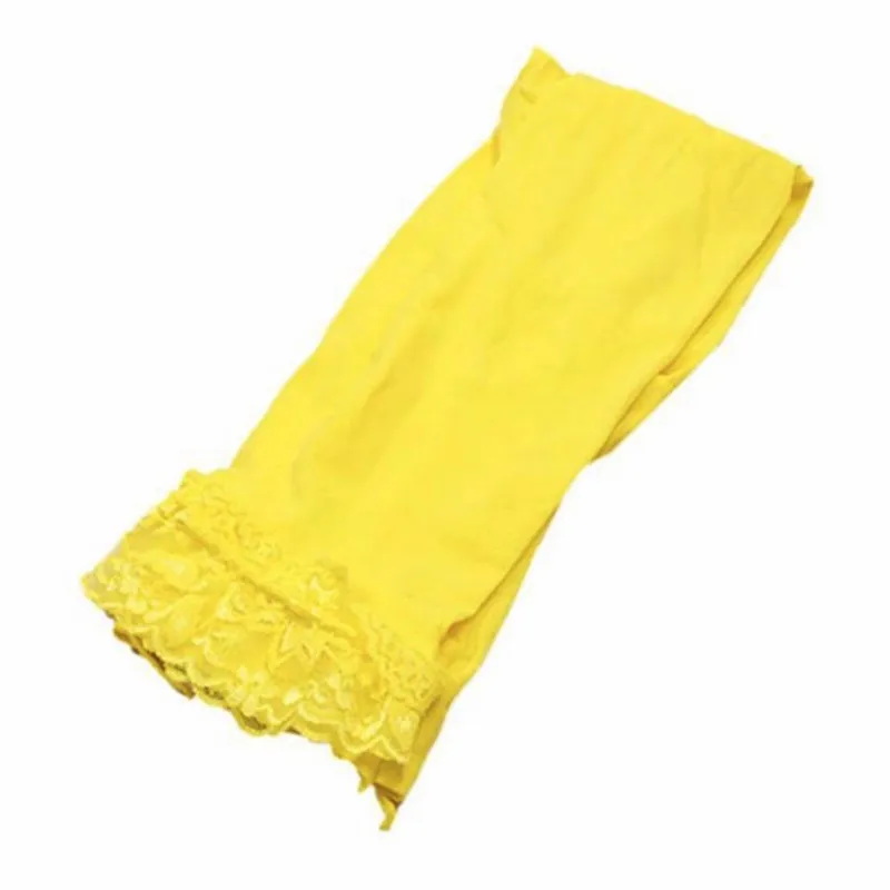 Yellow Летние Короткие штаны для девочек, бархатные детские леггинсы с цветочным кружевом, штаны для танцев для девочек - Цвет: Yellow