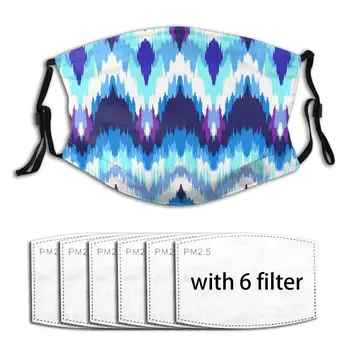 

Windproof Breathable Anti Haze PM2.5 Filter Masks Blue Tie Dye Activated Carbon Filter Antibacterial Dust Proof Face Cover