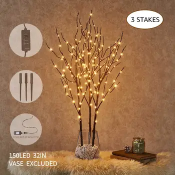 3Pack Pre Lit Kunstmatige Bruin Takje Tak met Fairy Lights 150LED Plug in Verlichte Wilg Tak voor Kerst Indoor outdoor 3Pack Pre Lit Kunstmatige Bruin Takje Tak met Fairy Lights 150LED Plug in Verlichte Wilg Tak voor Kerst Indoor outdoor