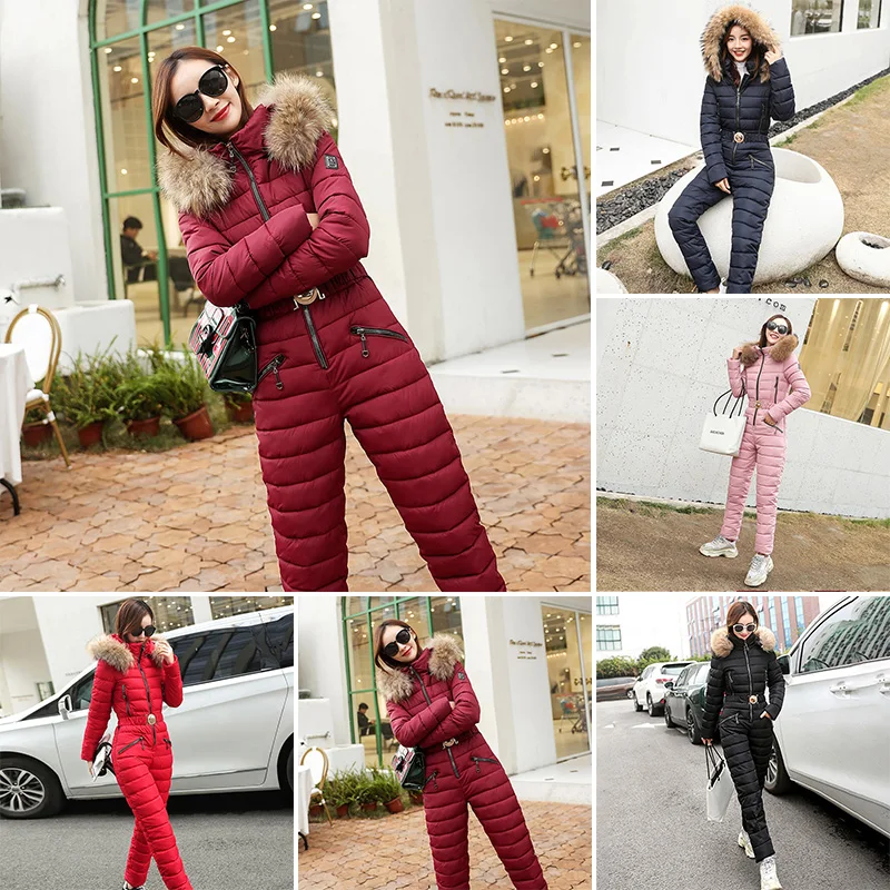 

5 Colors M-XXL Women Jumpsuit Breathable Snowboard Jacket Skiing Suits Pant Sets Warm Bodysuits Outdoor Snow Suits