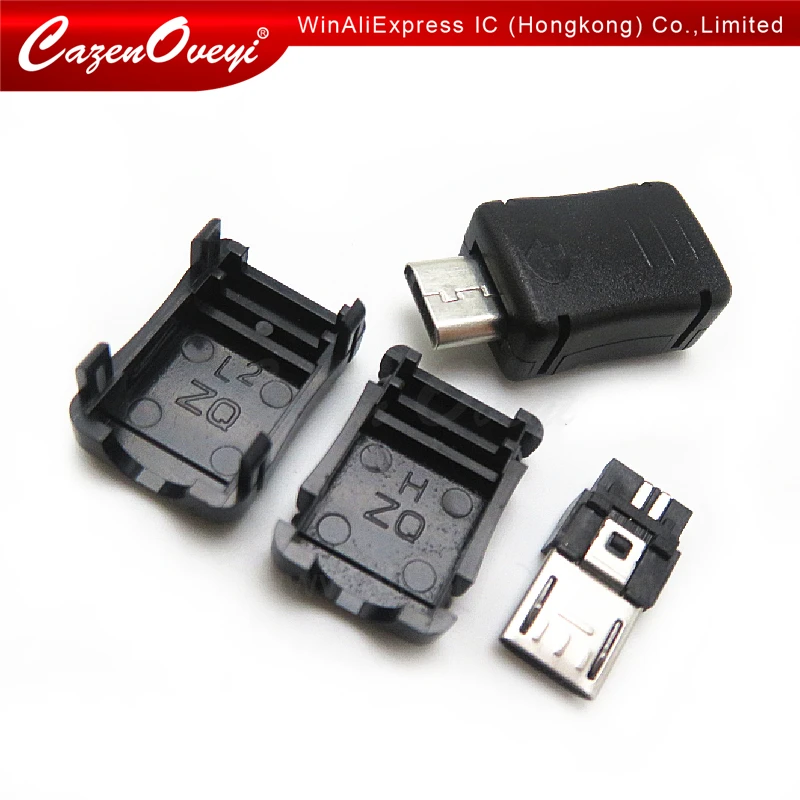 20 Pz/Lotto Micro Usb 5 Pin T Port Connettore Presa Maschio Con Coperchio In Plastica Per Adattatore Fai Da Te Pcb Sda Cable Line In Stock