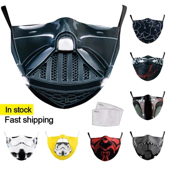 

PM2.5 Dust Mouth Mask Washable Reusable Mouth Cover Fashion Fabric Masks War Cosplay Print Face Mask