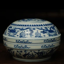 Синий и белый Geniune ручная роспись Лотос шаблон фрукты коробка ручной работы Керамические антикварные чай Caddy Pu-erh зеленый чай Caddy