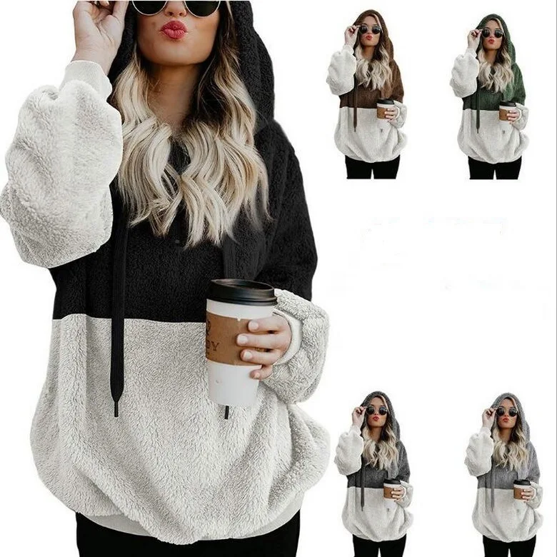 

2019 simple multicolor rope hooded sweater loose jacket