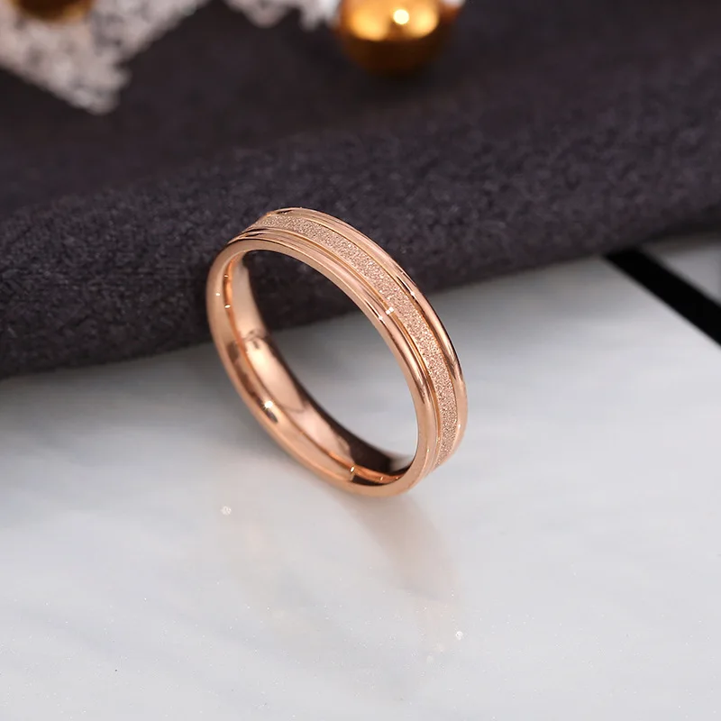 Engagement Rings Wedding Rings Gold Rings Fashion Rings Stainless Steel Rings Finger Rings Metal Rings 316L Stainless Steel Rose Gold Frosted Finger Ring