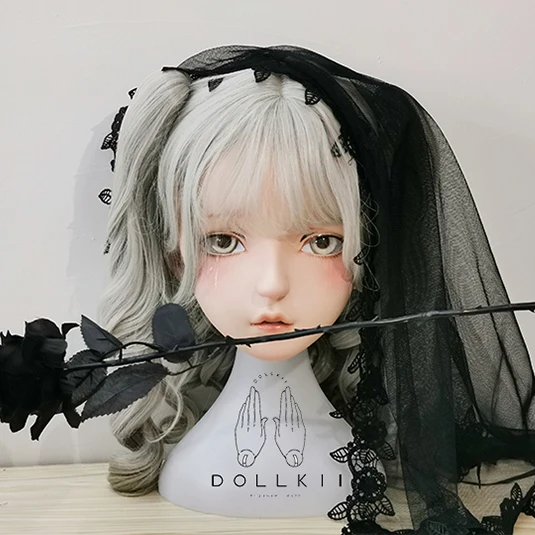 

(DOLLKII-L) Top Quality Handmade Female Girl Resin Half Head Cosplay Japanese Role Play BJD Kigurumi Mask Crossdresser Doll Mask
