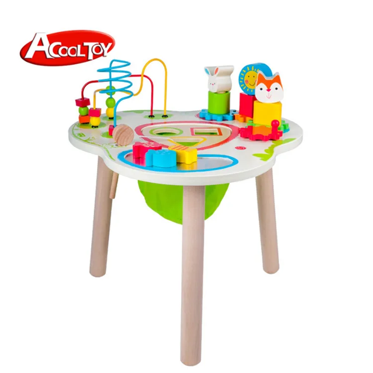 

Acooltoy Wooden Children'S Educational Toy Tabletop Game Bead-stringing Toy Building Blocks Storage Toy Multifunctional Table