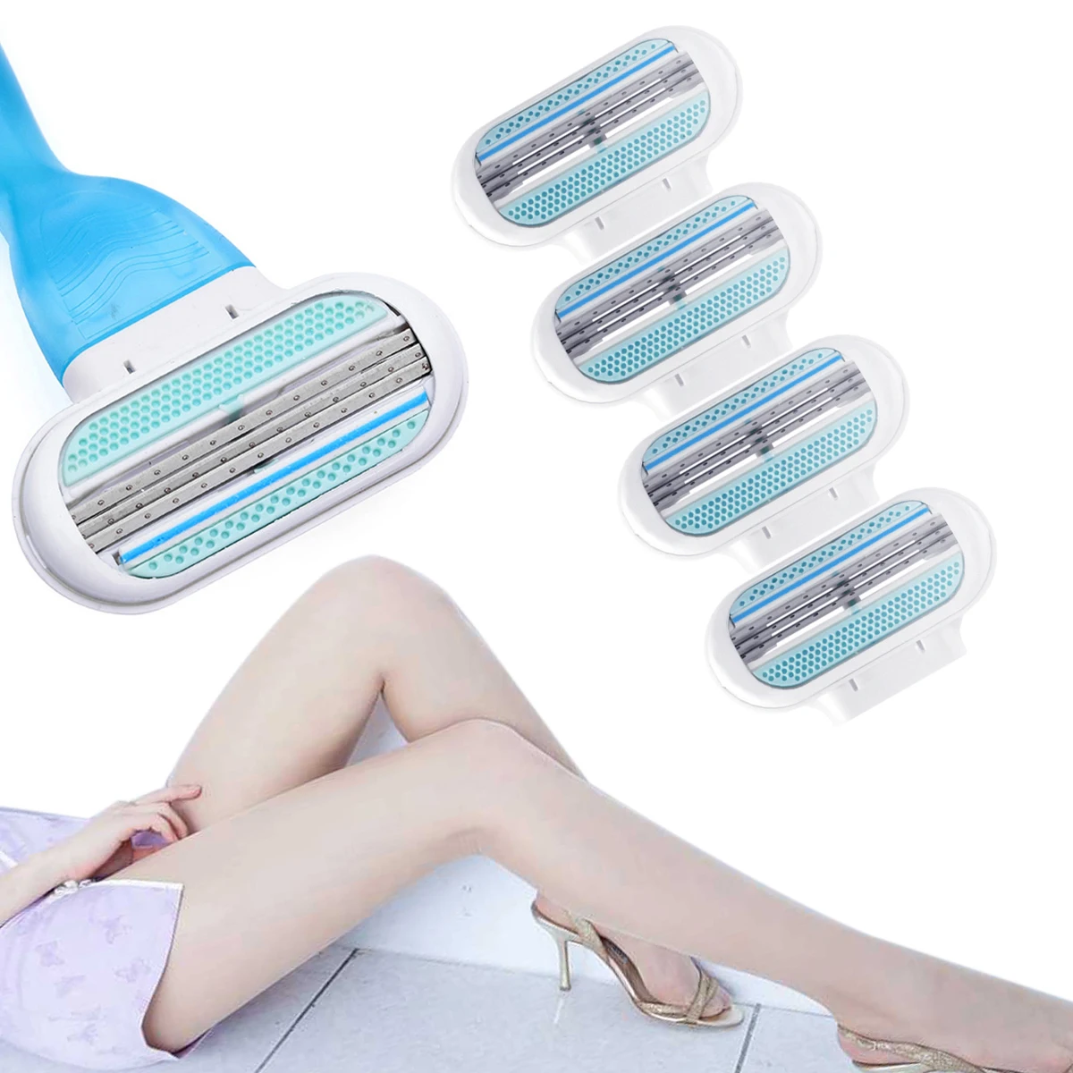 

4pcs/lot Beauty Shaving Razor Blade For Women Safety Female Sharpener 3 Layer razor For Venuse Razor Blade Head