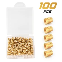 100 piezas de inserción roscada M3, tuerca autorevestida de latón, rosca interna moleteada, por calor o ultrasonido en piezas de impresora 3d