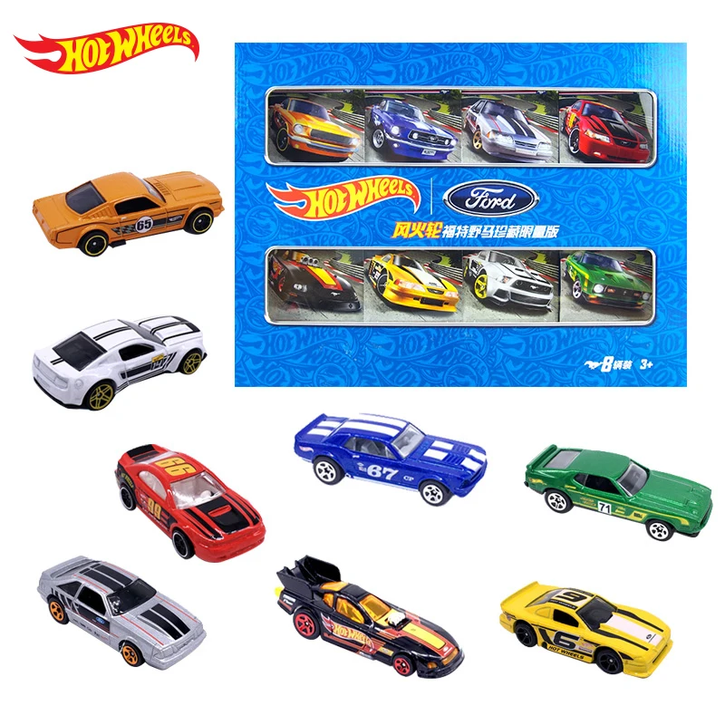 8 шт. автомобиль Hot Wheels 1: 64 Ford Collector Edition Металлический Литой 1/64 модель автомобиля Набор игрушечных автомобильных фанатов серии Рождественский подарок
