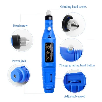 

Portable Electric Nail Art Drill Bits Nail Grinding Manicure Machine Pen Nail Drill File Nail Polish Remover Tools 2020